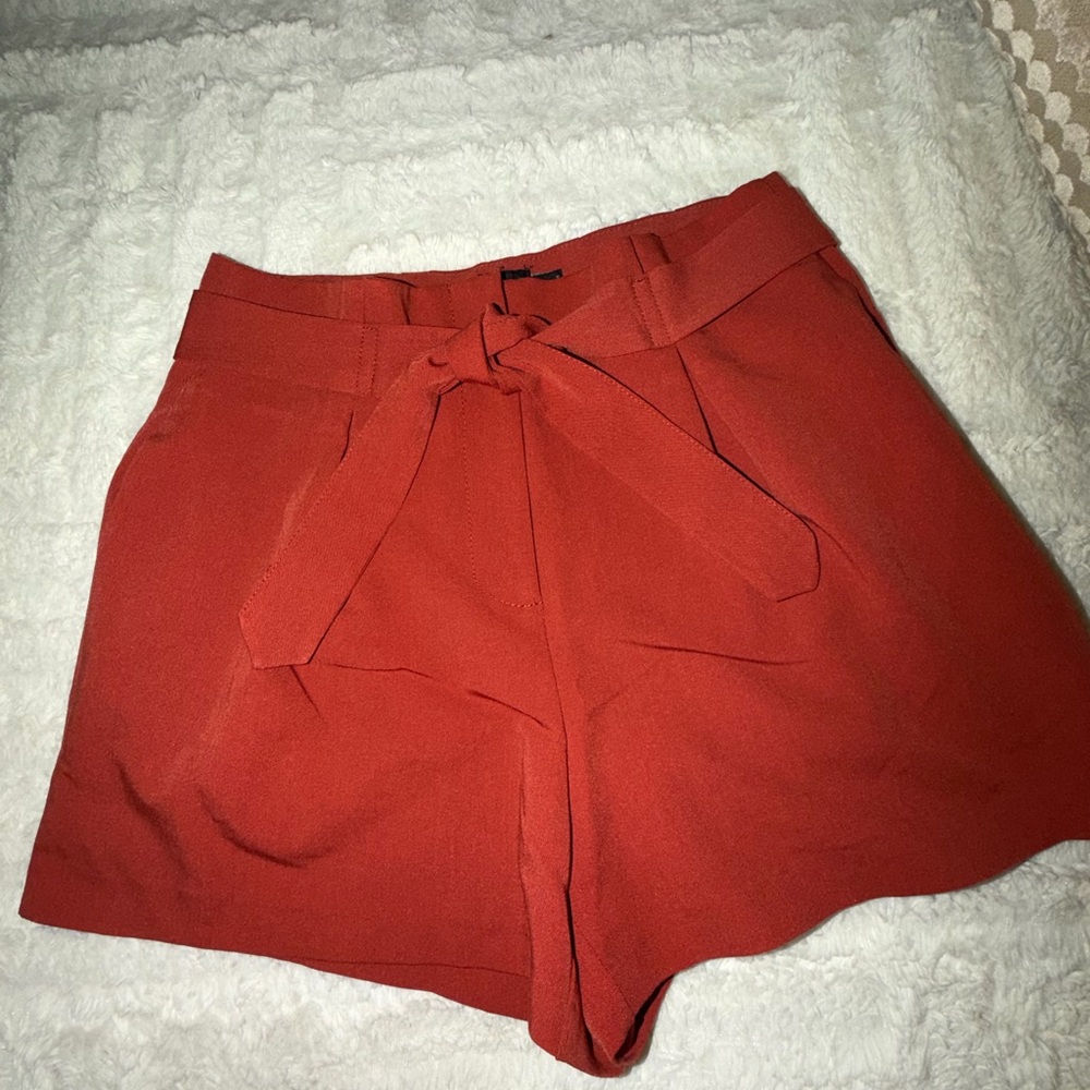 ASOS High Waist Rust-Red Tie Front Shorts